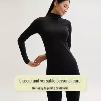 Женский комплект из свитера и брюк из чистого хлопка со средней горловиной 2023 года — тонкий слой внутренней одежды, доступны большие размеры XL