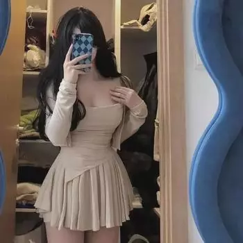 Женский комплект из трех предметов весна-осень: Нестандартная майка, кардиган и короткая юбка для создания стройного, шикарного образа Small