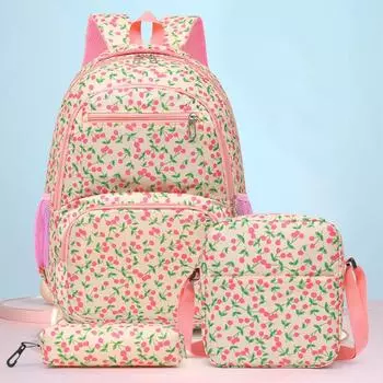 Женский комплект из трех рюкзаков для учеников младших классов, школьный ранец с сумкой через плечо, сумка для ручек темно-синий