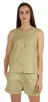 Женский комплект нижнего белья Bimba Solid из 2 предметов, повседневная рубашка без рукавов и короткая одежда для отдыха 3XL бежевый