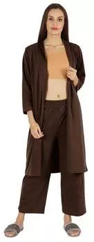 Женский комплект нижнего белья Inkmeso из 3 предметов, укороченный топ на бретелях, свободные брюки и открытые плечи 3XL бежевый