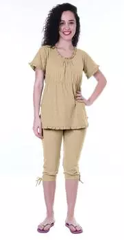 Женский комплект нижнего белья Moomaya Капри Хлопковая одежда для сна 2 предмета Ночные рубашки 2XL бежевый