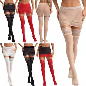 Женский комплект нижнего белья с кружевом, ночная рубашка, колготки, юбка, леггинсы, мини-юбка с чулками, облегающая юбка, эластичное нижнее белье 2 шт. One Size