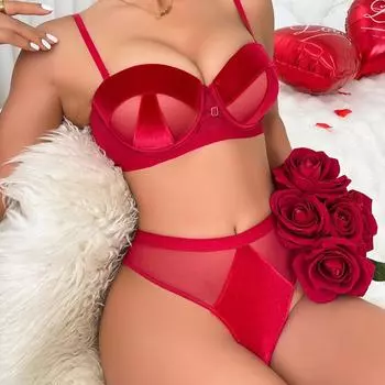 Женский комплект нижнего белья во французском стиле со съемными бретелями, комплект нижнего белья в стиле пэчворк с половиной чашки, мягкий комплект бюстгальтера и трусиков на косточках 75B