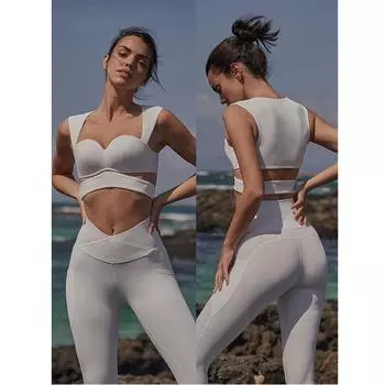 Женский комплект одежды для йоги и пилатеса Cross-Border: Штаны для йоги с высокой талией и мягкий спортивный бюстгальтер. Large