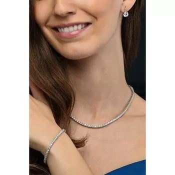 Женский комплект ожерелья и браслета с цирконом и горным хрусталем