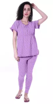 Женский комплект пижамы Moomaya с принтом, пижама из хлопкового трикотажа, 2 шт. 3XL аметист