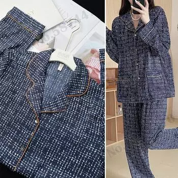 Женский комплект пижамы с длинным рукавом, шелковистая атласная домашняя одежда, брючные костюмы, пижамы, весна-лето, женская домашняя одежда M