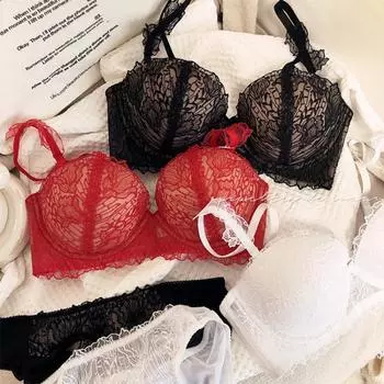 Женский комплект с бюстгальтером пуш-ап 1/2 чашки, сексуальное кружевное нижнее белье со съемным ремнем, нижнее белье, утепленные бюстгальтеры и трусики, комплекты бюстгальтеров больших размеров