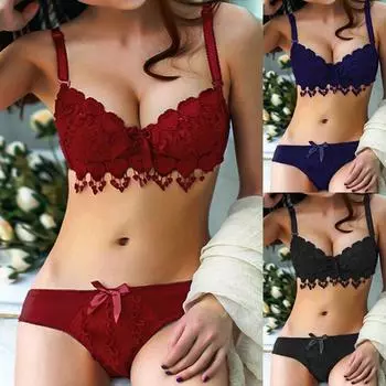 Женский комплект с бюстгальтером пуш-ап, кружевной комплект с вышивкой в форме сердца и кисточками, мягкий бюстгальтер, трусики, трусики, комплект нижнего белья 70B