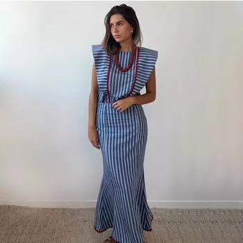 Женский комплект с цветными блоками и топом с рукавами-крылышками, топы с круглым вырезом и юбкой с волнистым подолом, летние офисные комплекты для улицы S белый