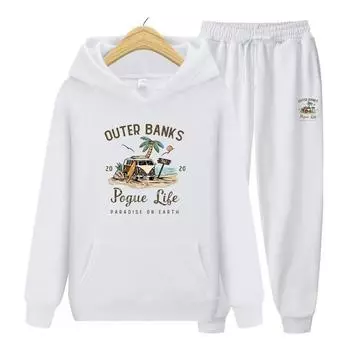 Женский комплект с длинными рукавами, комплект толстовок с капюшоном, толстовки с капюшоном, большие осенне-зимние толстовки + брюки из двух предметов S