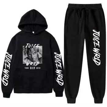 Женский комплект с длинными рукавами, спортивный костюм MeRapper Juice Wrld, толстовка с капюшоном, брюки, спортивная одежда с капюшоном, костюм S