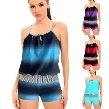 Женский комплект с градиентным принтом, купальник, купальный костюм, пляжная одежда, бикини из двух частей, большие размеры S синий
