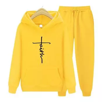 Женский комплект с капюшоном с длинными рукавами, женский комплект с капюшоном, модная качественная одежда, классический простой спортивный костюм, одежда в стиле Харадзюку S