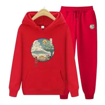 Женский комплект с капюшоном с длинными рукавами, японский аниме, толстовка с рисунком Тоторо, женский комплект Kawaii Hoodeis, комплект Miyazaki Hayao Studio S