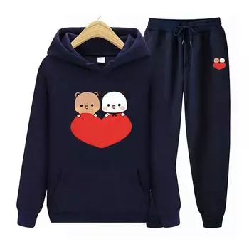 Женский комплект с капюшоном с принтом Bubu и Dudu, модная качественная одежда, классический простой спортивный костюм, одежда в стиле Харадзюку S