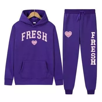 Женский комплект с капюшоном Sturniolo Triplets, комплект с капюшоном, университетские толстовки Fresh Love с принтом Fresh Love, толстовка с капюшоном, уличная одежда, одежда y2k S