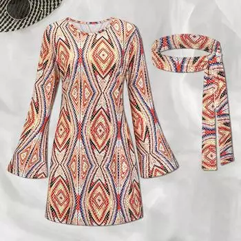 Женский комплект с платьем и повязкой на голову, ретро-платье с пайетками и рукавами-колокольчиками для женщин, костюм для Хэллоуина, диско-танцевальная вечеринка с повязкой на голову S синий