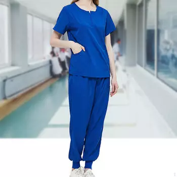 Женский комплект скраба, рабочая одежда для медсестры, прочная одежда с короткими рукавами и карманами, костюм, топ и
