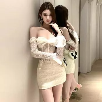 Женский комплект Spice Girls с кружевным топом Fishbone и тонкой юбкой S