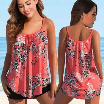 Женский комплект танкини из двух предметов, новый женский сексуальный комплект бикини, летняя мода, Монокини большого размера, пляжная одежда, женские купальники-бикини 4XL красный