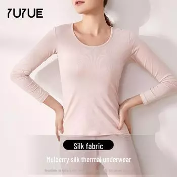 Женский комплект термобелья Yuyue из шелка и хлопка Mulberry Slim Fit - теплые осенне-зимние брюки XL серебряный серый