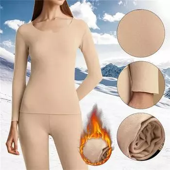 Женский комплект термобелья Зимняя одежда Бесшовное плюс флисовое теплое нижнее белье Женский комплект термобелья Женские кальсоны M