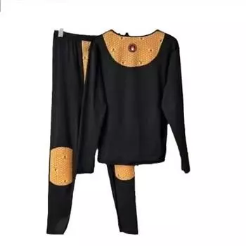 Женский комплект термоодежды осень-зима с постоянной температурой, бархатный топ с длинными рукавами, обтягивающие леггинсы, комплект из двух предметов L чёрный