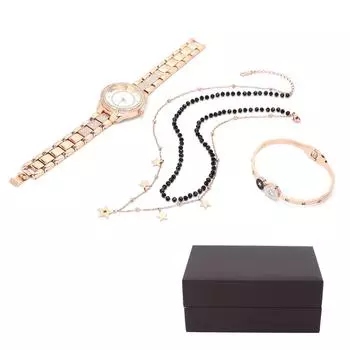 Женский комплект ювелирных изделий, часы, браслет, ожерелье, жена, девушка, подарок на годовщину, день рождения, розовое золото розового золота