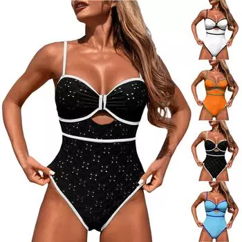 Женский консервативный цельный купальник без рукавов, сексуальный, с открытой спиной, однотонный, с подушкой для груди L чёрный