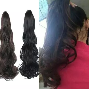 Женский конский хвост с вьющимися когтями Bybrana, черный, коричневый, синтетический, волнистый, с длинными когтями 65cm