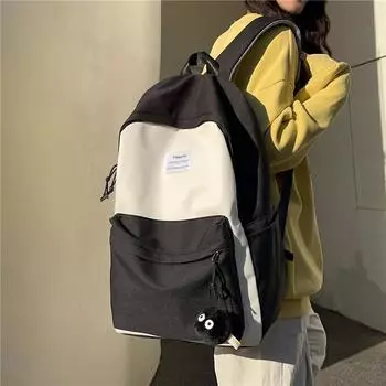 Женский контрастный рюкзак большой емкости, школьный рюкзак для студентов синий