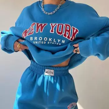 Женский коралловый бархатный пижамный комплект с длинными рукавами, очень толстый бархатный домашний комплект из двух предметов L синий