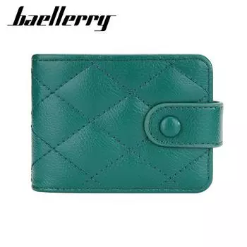 Женский короткий кошелек из искусственной кожи, держатель для карт, модная сумка-клатч, маленькая сумка на кнопках, стеганая косметичка с ромбовидным узором и зеркалом розовый