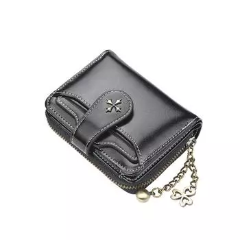 Женский короткий кошелек из искусственной кожи в европейском и американском стиле с пряжкой и застежкой-молнией для монет