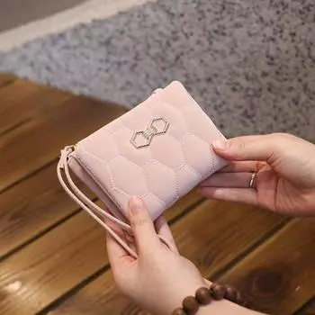 Женский короткий кошелек, маленький, свежий, Lingge, карманный кошелек Zero чёрный