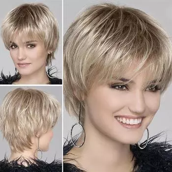 Женский короткий прямой парик, блондинка с омбре, бойкот, парики для косплея