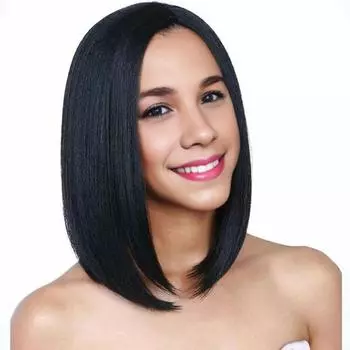 Женский короткий прямой парик, средняя часть, натуральные термостойкие высокотемпературные волокна, женские волосы до плеч, черные, коричневые, синтетические волосы светло-коричневого