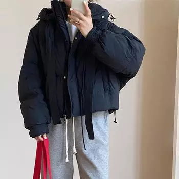 Женский короткий пуховик, зимняя свободная белая куртка на утином пуху XL