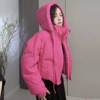 Женский короткий пуховик, зимняя свободная белая куртка на утином пуху XL