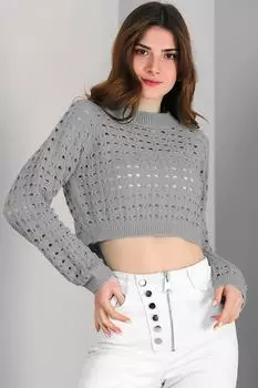 Женский короткий трикотажный свитер