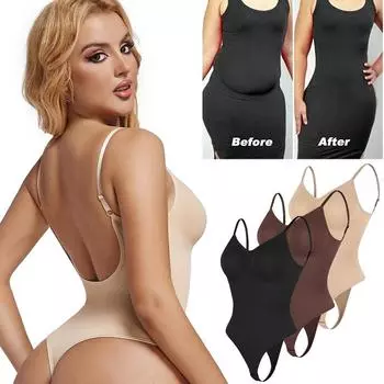 Женский корсет с открытой спиной и низкой спиной, бесшовный тренажер для талии, стринги с контролем живота, формирователь тела, подтягивающее нижнее белье, нижнее белье XS чёрный