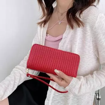 Женский кошелек, большой, на молнии, держатель для карт, кошелек для удостоверения личности, органайзер для кредитных карт, искусственный кожаный браслет коричневый