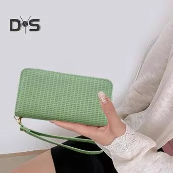 Женский кошелек, большой, на молнии, держатель для карт, кошелек для удостоверения личности, органайзер для кредитных карт, искусственный кожаный браслет красный