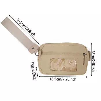 Женский кошелек-брелок Кошелек на молнии Водонепроницаемый нейлоновый кошелек для карт Чехол на запястье Кошелек для карт на молнии с прозрачным окошком для ID One size хаки