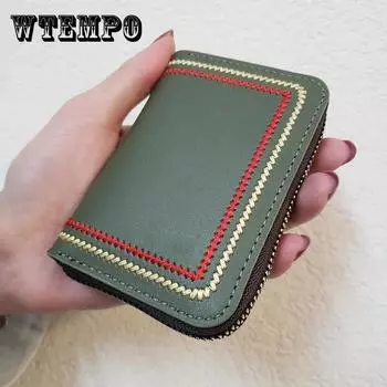 Женский кошелек для кредитных карт, банковских карт, однотонный швейный кошелек, универсальный короткий кошелек из искусственной кожи, винтажный тонкий кошелек 10*8*2cm красный