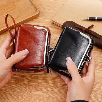 Женский кошелек для монет, цветной держатель для карт с несколькими отделениями, для девочек, простой кошелек из искусственной кожи с пряжкой, помада, портативный кошелек для денег, карманная сумка