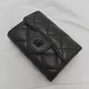 Женский кошелек для монет и визитница из овчины с вышивкой 2025 года чёрный