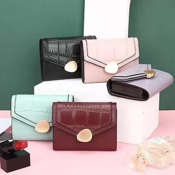 Женский кошелек для монет из натуральной кожи с зернистостью камня, противоугонный держатель для кредитных карт, многофункциональный держатель для удостоверения личности на несколько карт красный